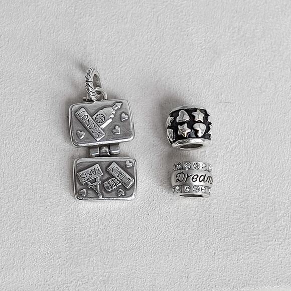 Brighton Charms 3pc Magnetic Suitcase Traveller & Dream Spacer Bead Silver - Picture 4 of 5